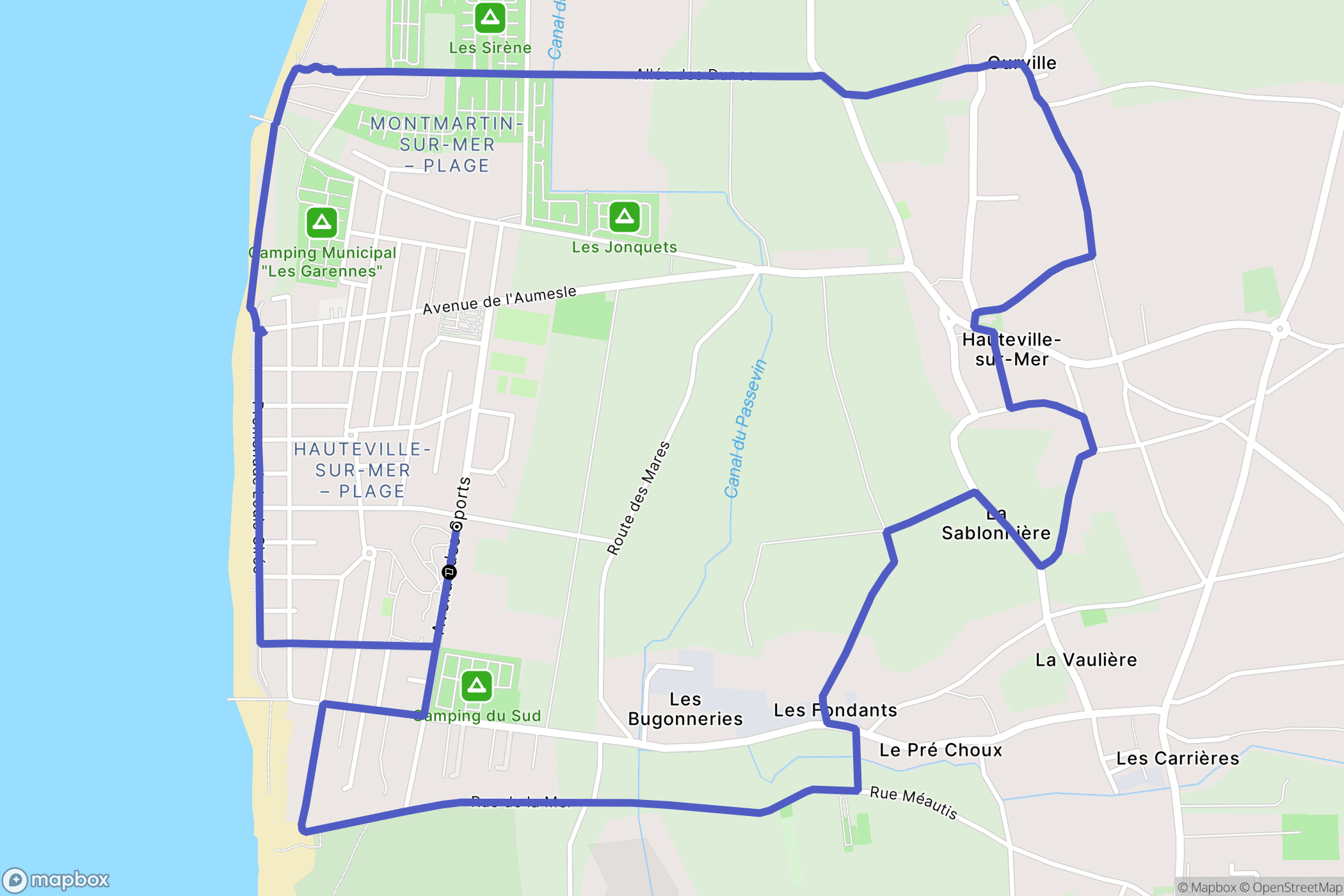 Hauteville-sur-Mer : carte du parcours de randonnée - France