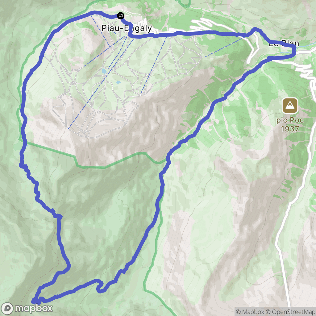 Aragnouet : carte du parcours de randonnée - France
