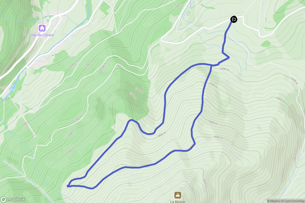 Campan : carte du parcours de randonnée - France