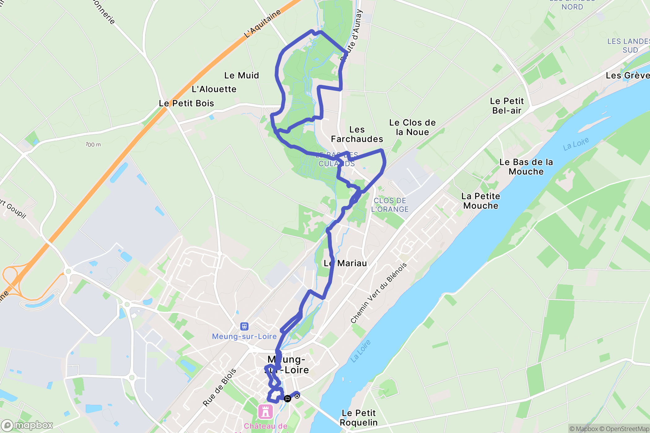 Meung-sur-Loire : carte du parcours de randonnée - France