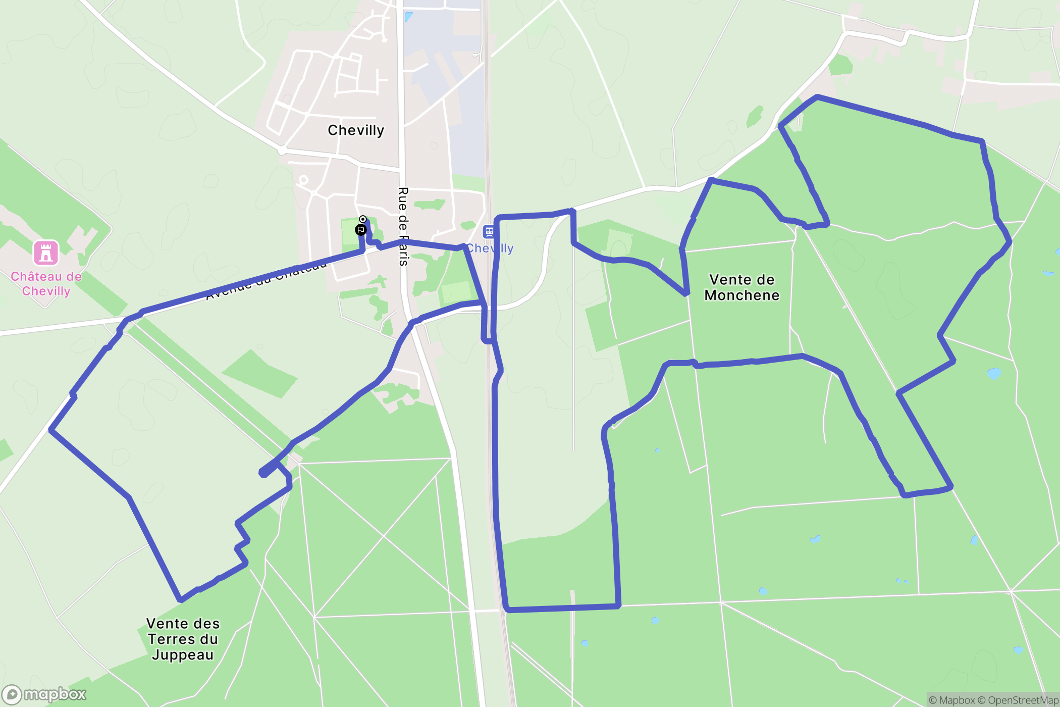 Chevilly : carte du parcours de randonnée - France