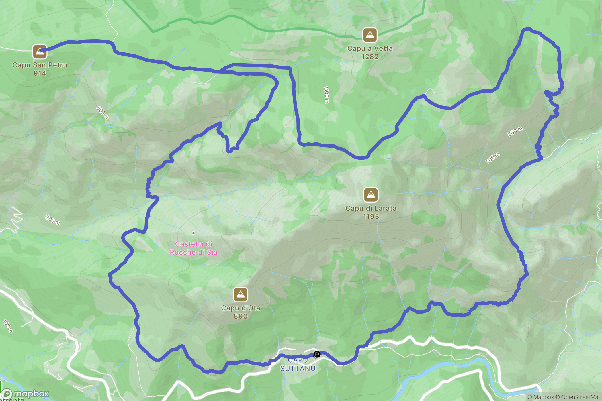Ota : carte du parcours de randonnée - France