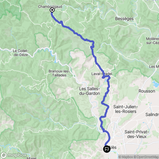 Chamborigaud : carte du parcours de randonnée - France