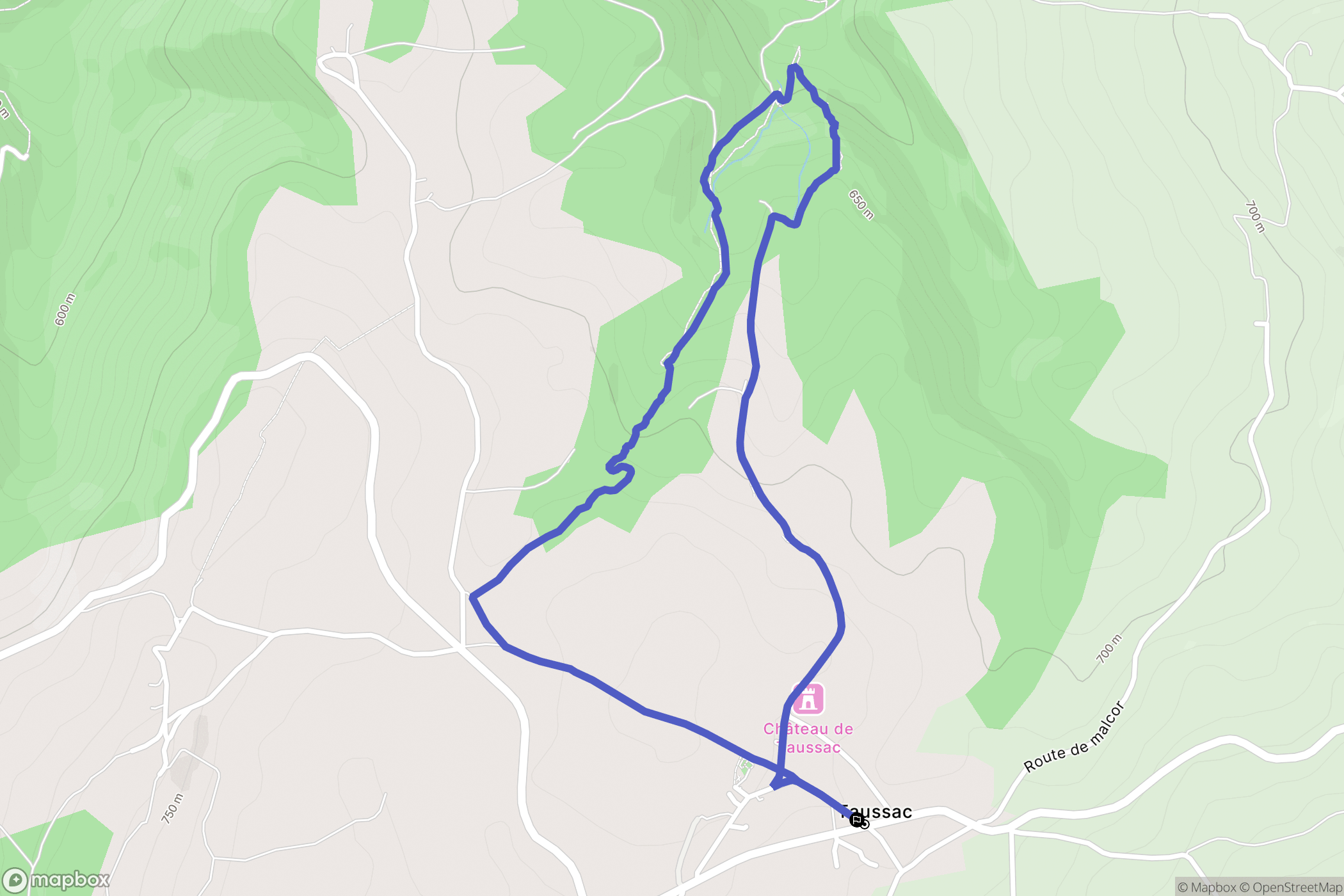 Taussac : carte du parcours de randonnée - France