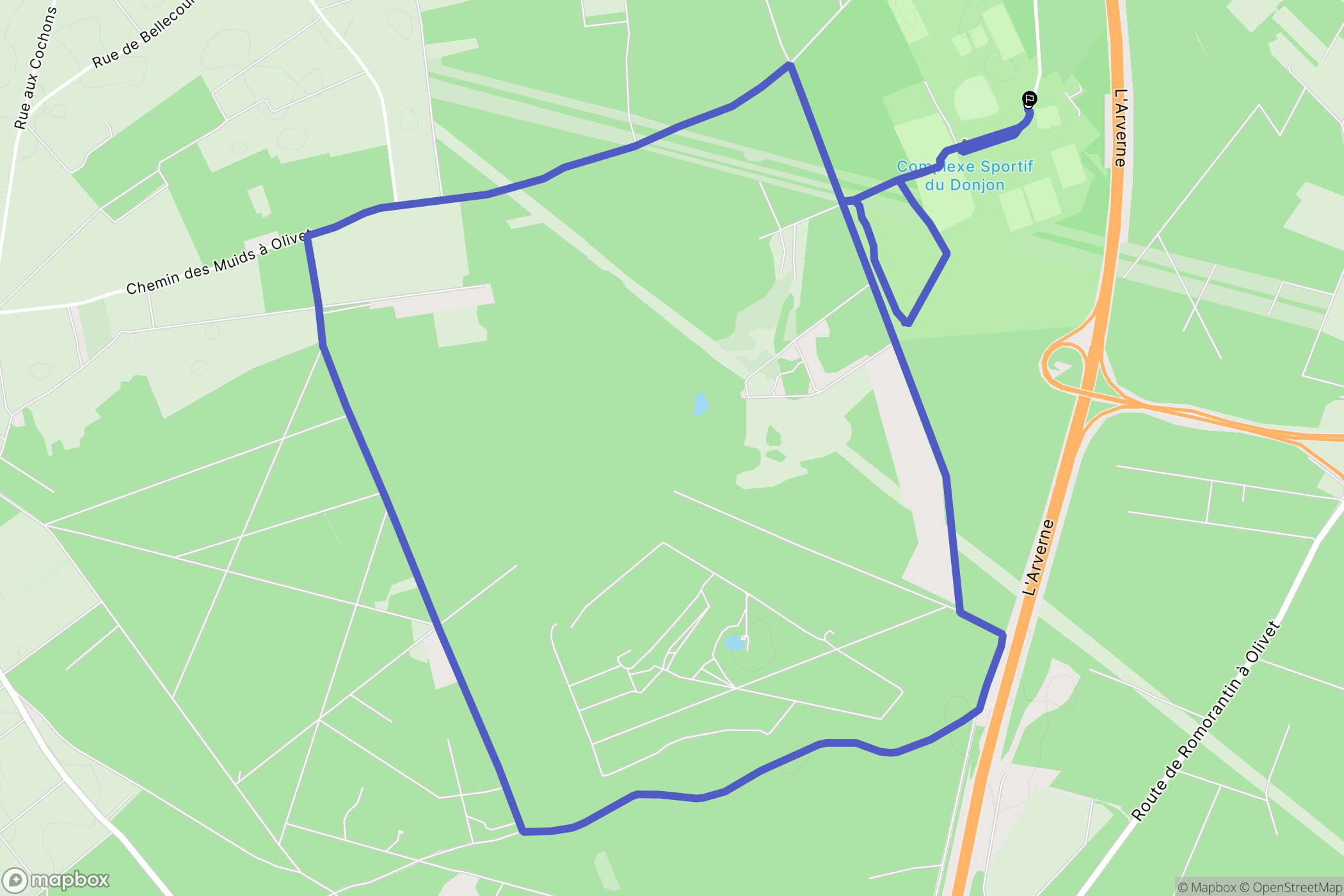 Olivet : carte du parcours de randonnée - France