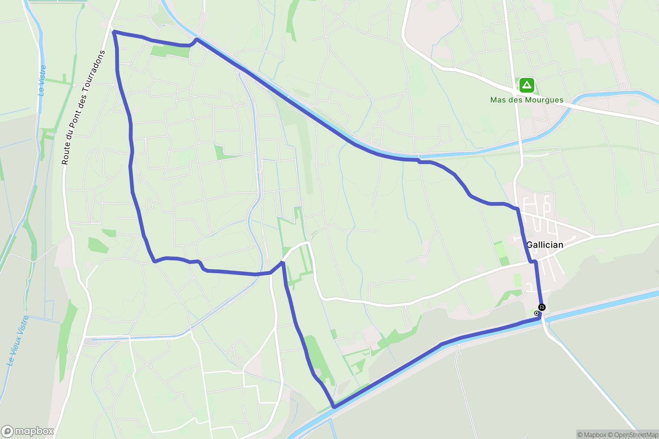Vauvert : carte du parcours de randonnée - France
