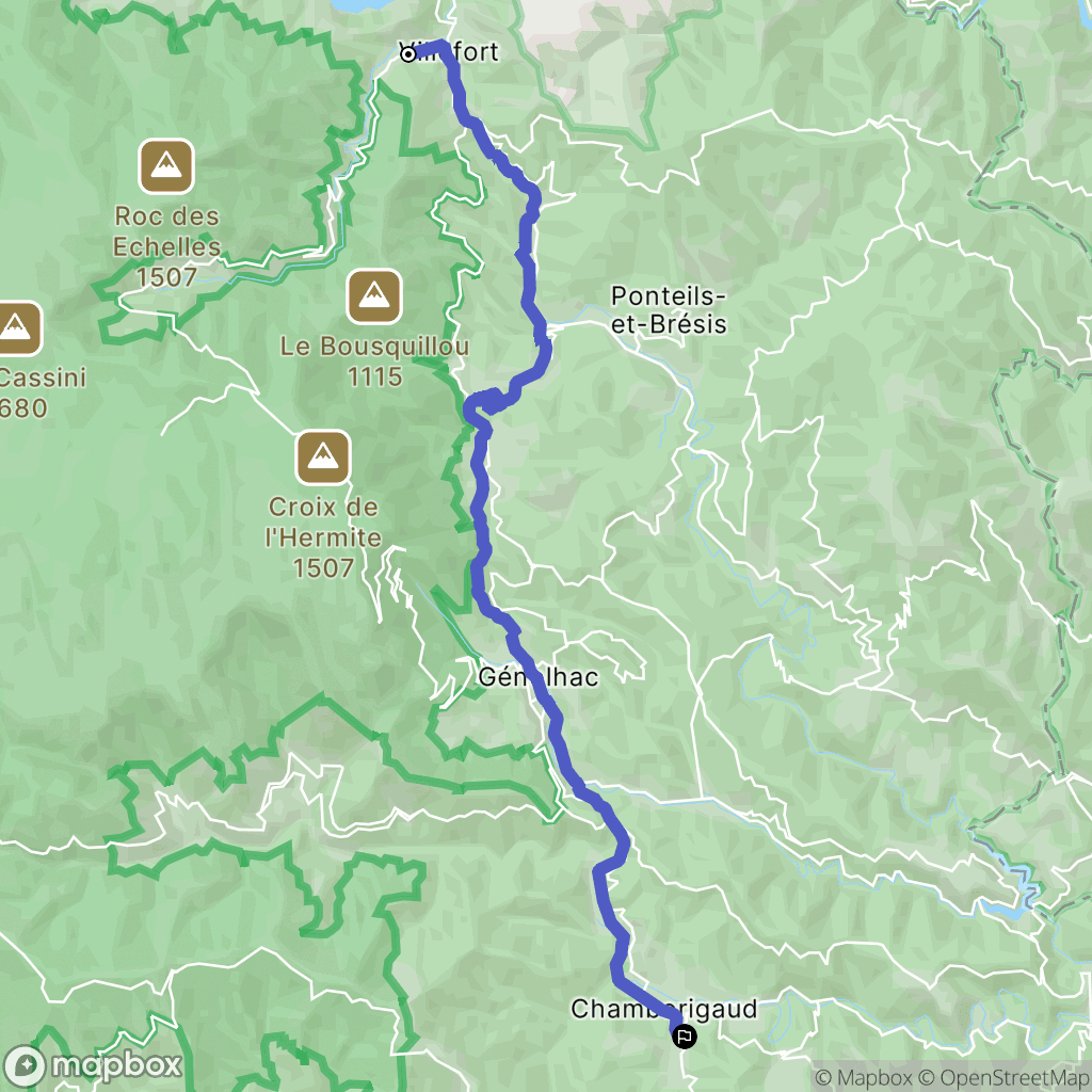 Villefort : carte du parcours de randonnée - France
