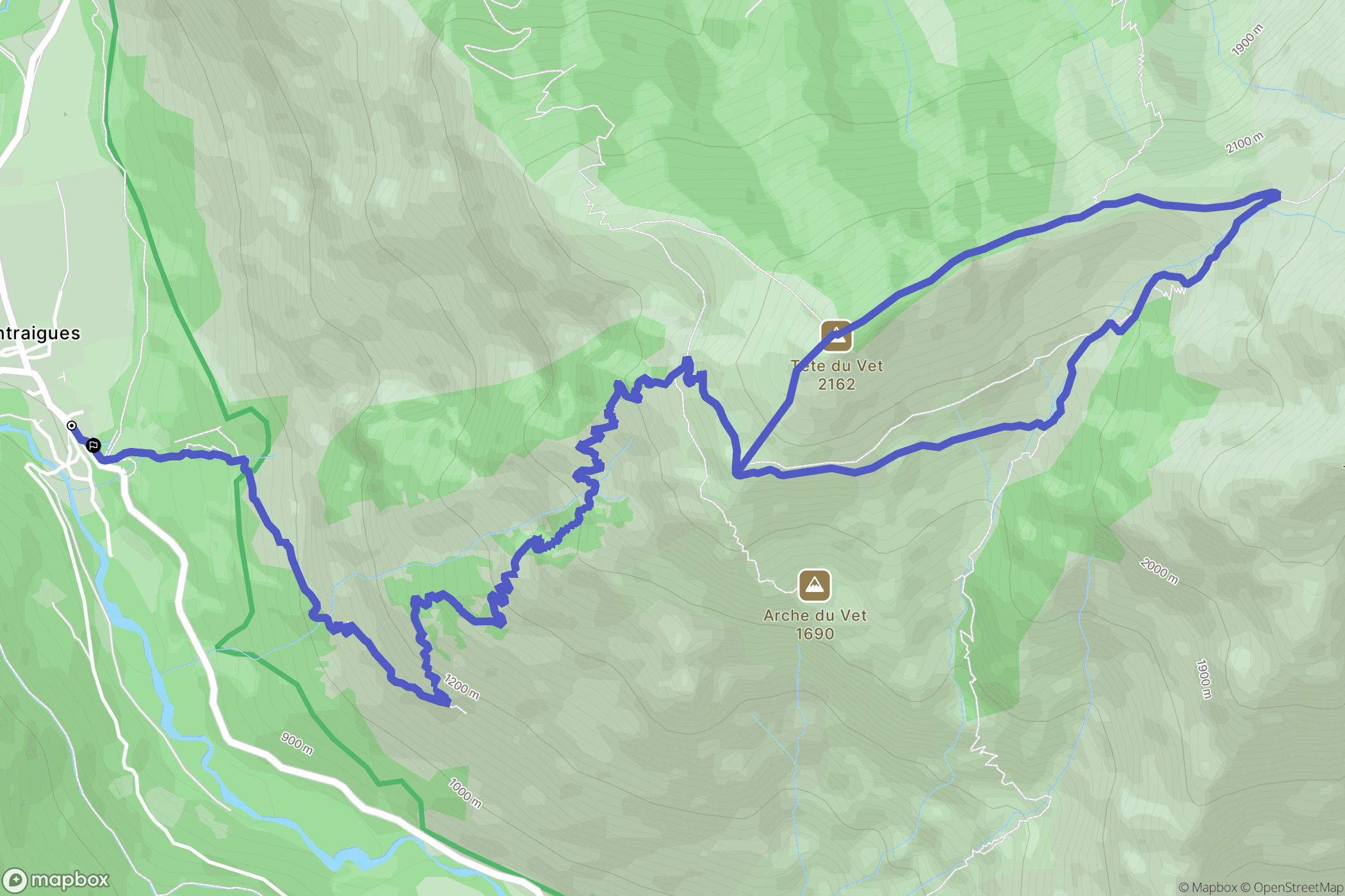 Entraigues : carte du parcours de randonnée - France