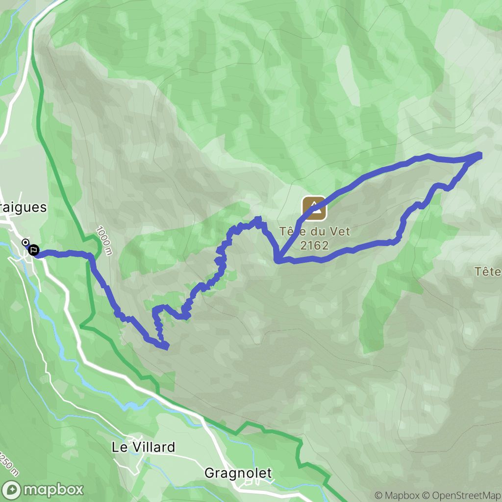 Entraigues : carte du parcours de randonnée - France