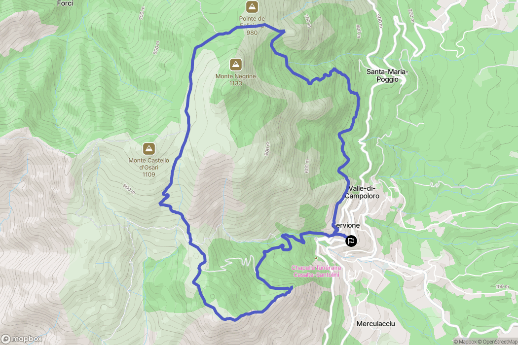 Cervione : carte du parcours de randonnée - France