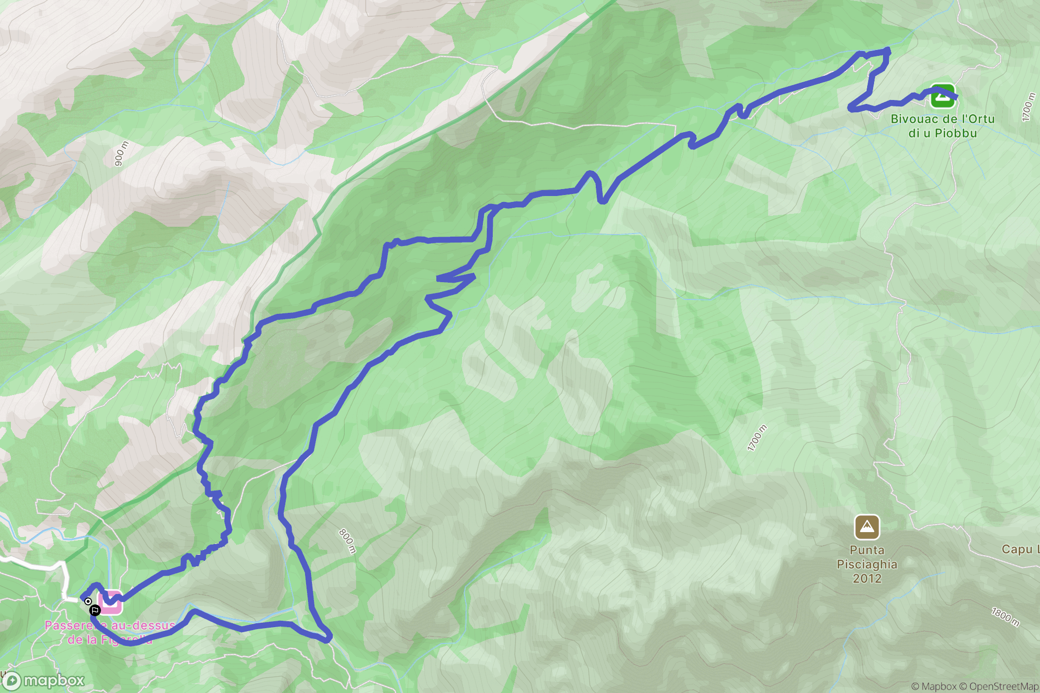 Calenzana : carte du parcours de randonnée - France