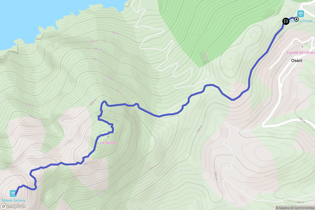 Osani : carte du parcours de randonnée - France
