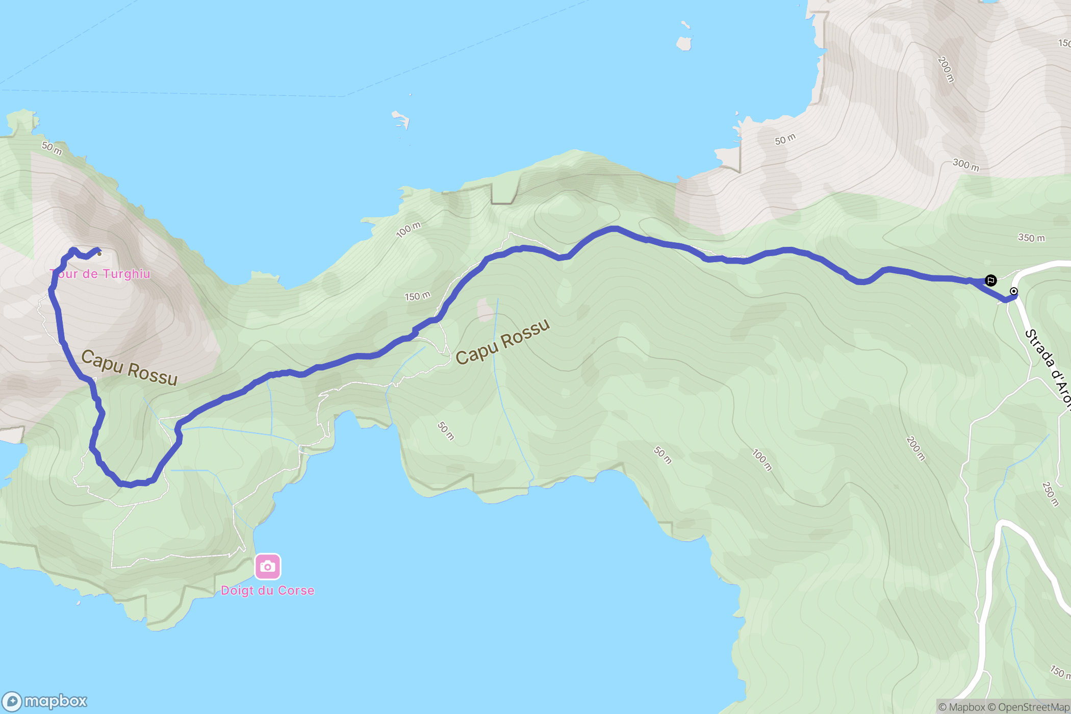Piana : carte du parcours de randonnée - France
