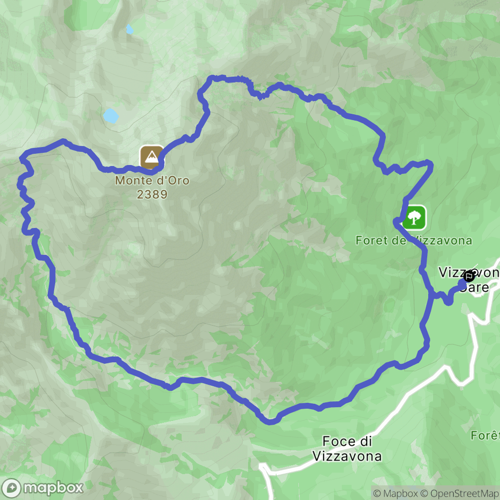 Vizzavona : carte du parcours de randonnée - France