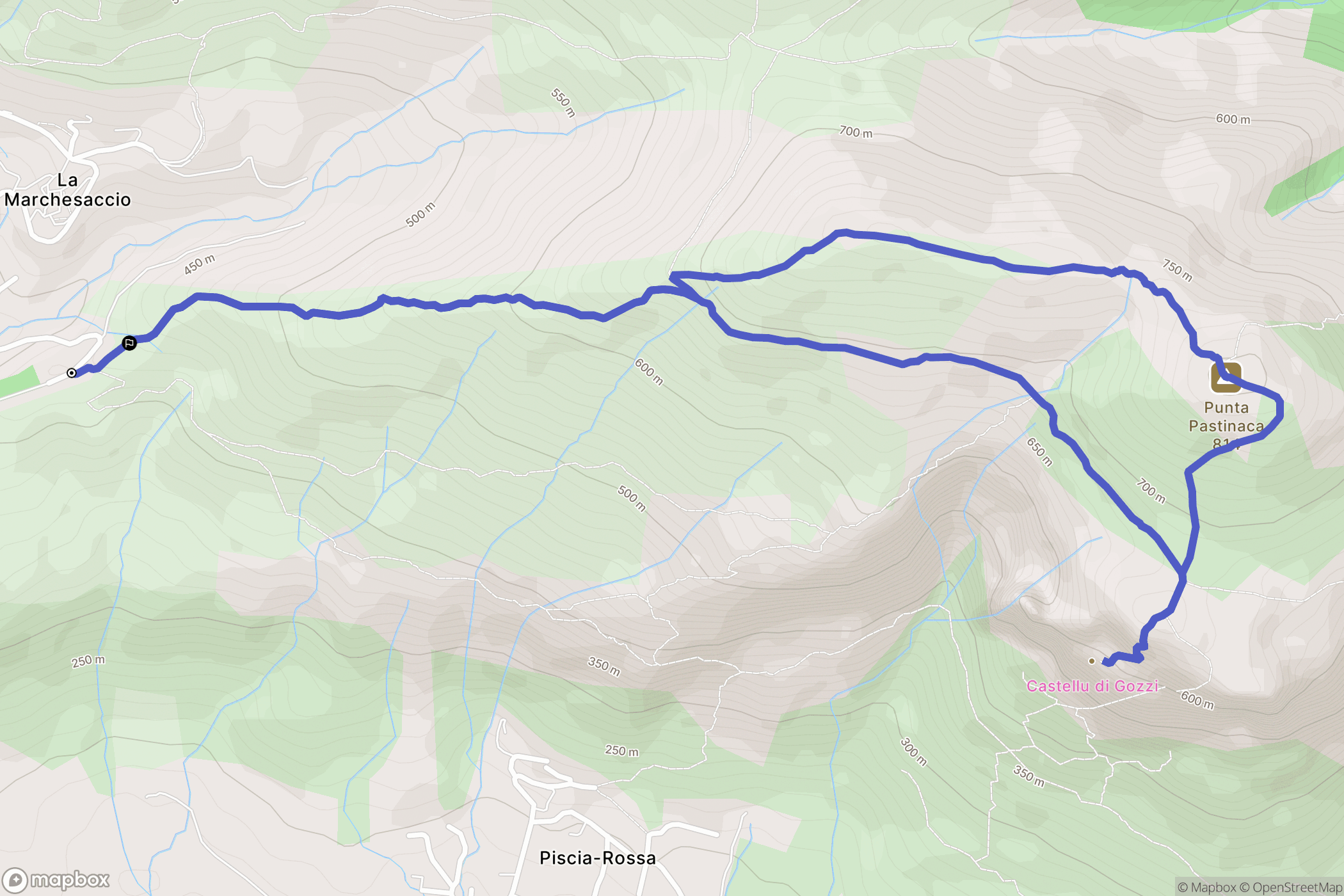 Appietto : carte du parcours de randonnée - France