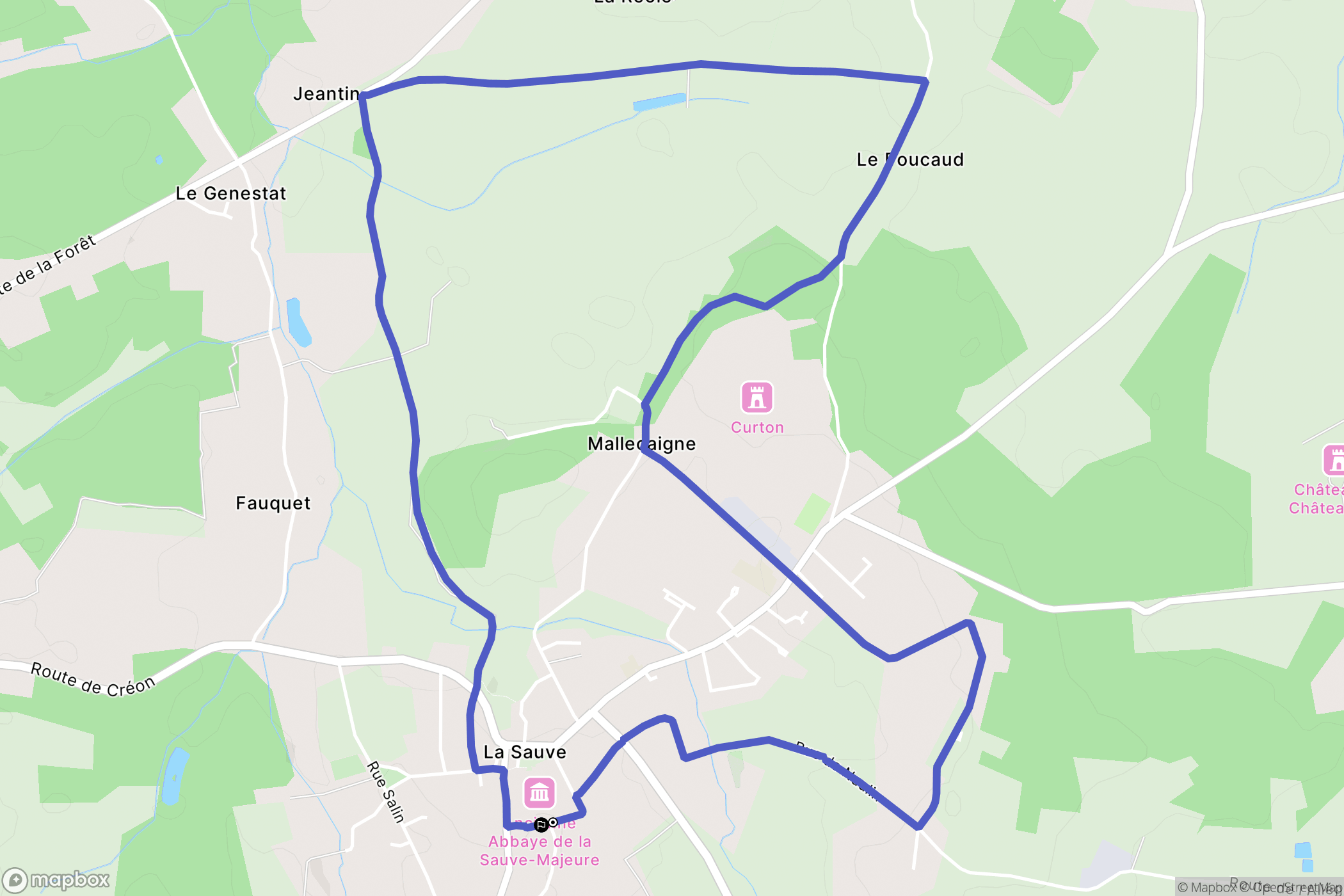 La Sauve : carte du parcours de randonnée - France