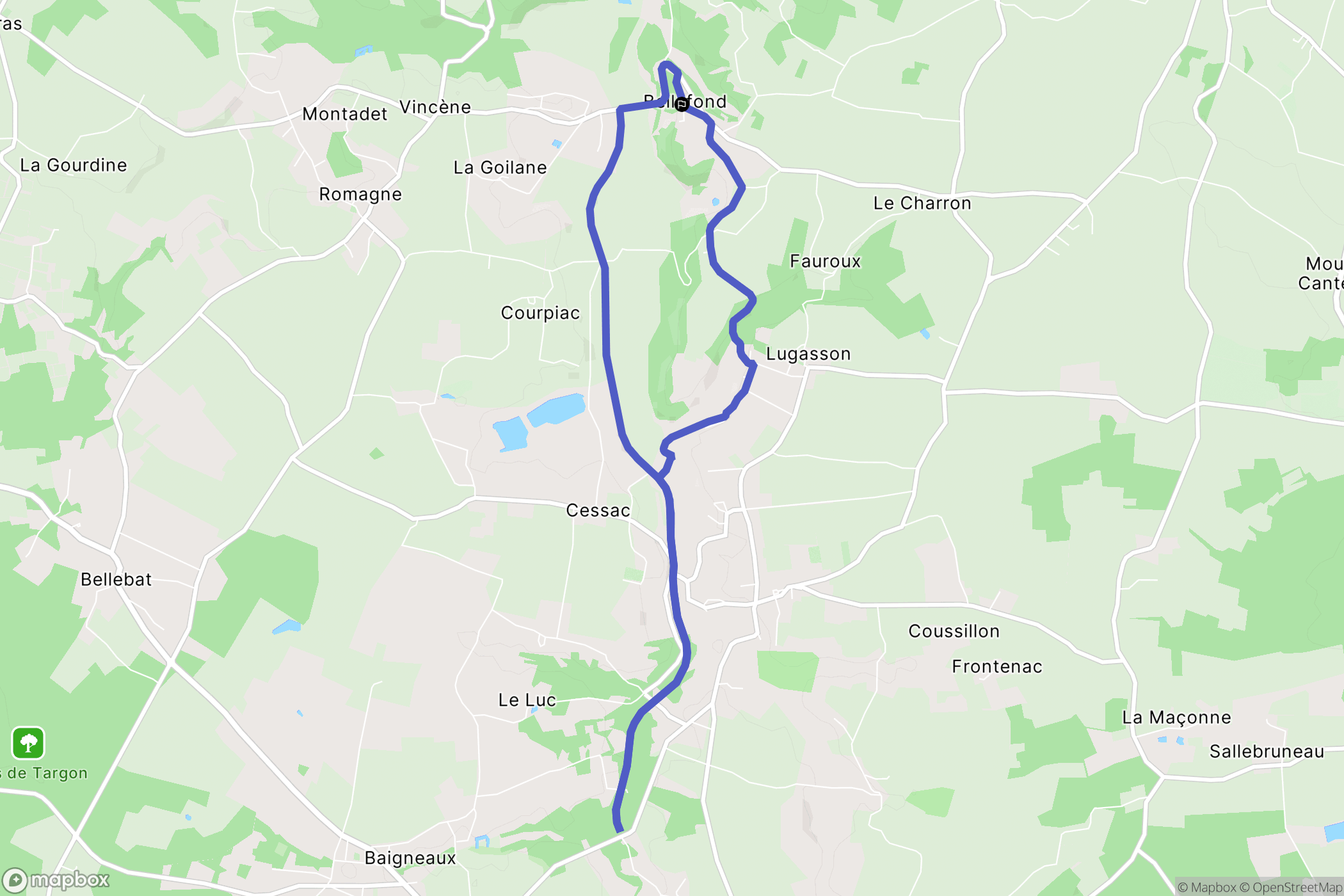 Bellefond : carte du parcours de randonnée - France