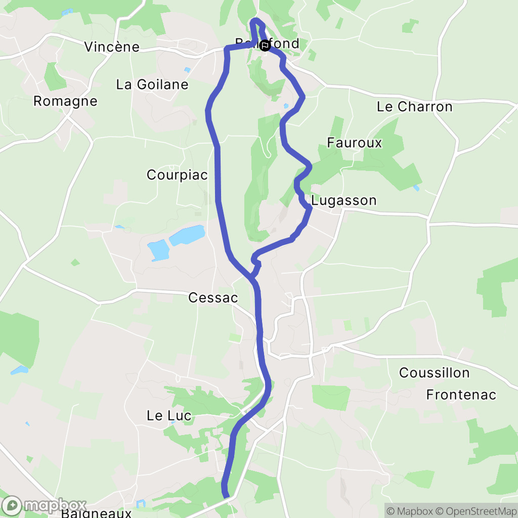 Bellefond : carte du parcours de randonnée - France