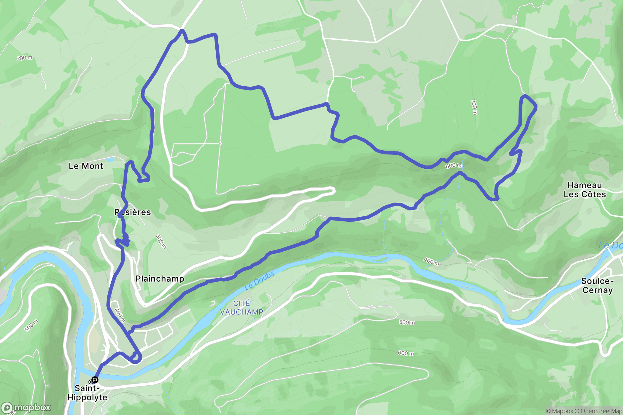 Saint-Hippolyte : carte du parcours de randonnée - France