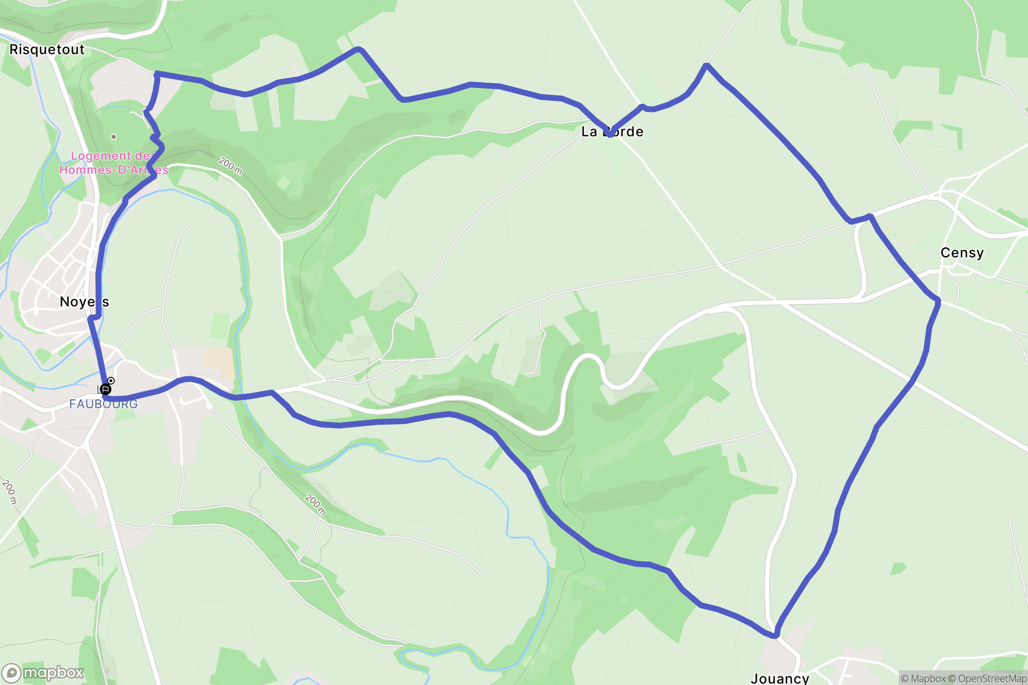 Noyers : carte du parcours de randonnée - France