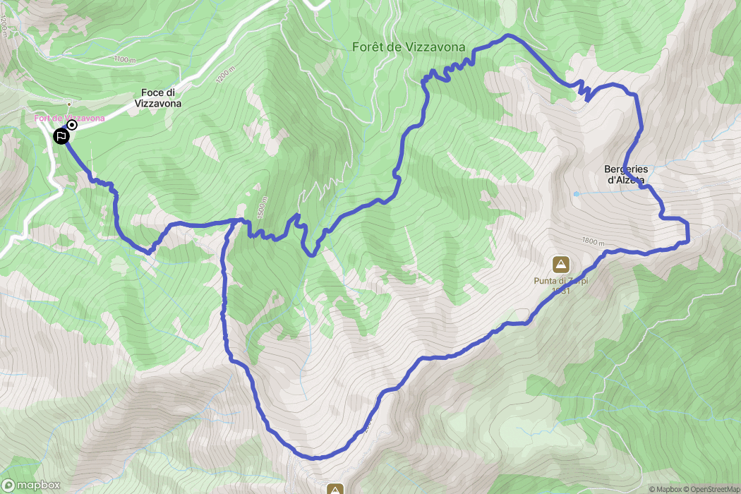 Bocognano : carte du parcours de randonnée - France