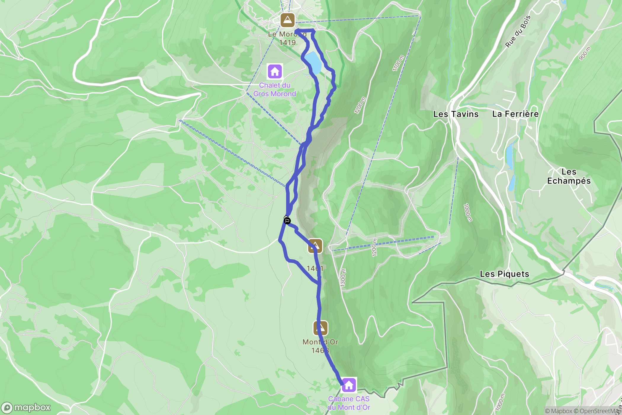 Longevilles-Mont-d'Or : carte du parcours de randonnée - France