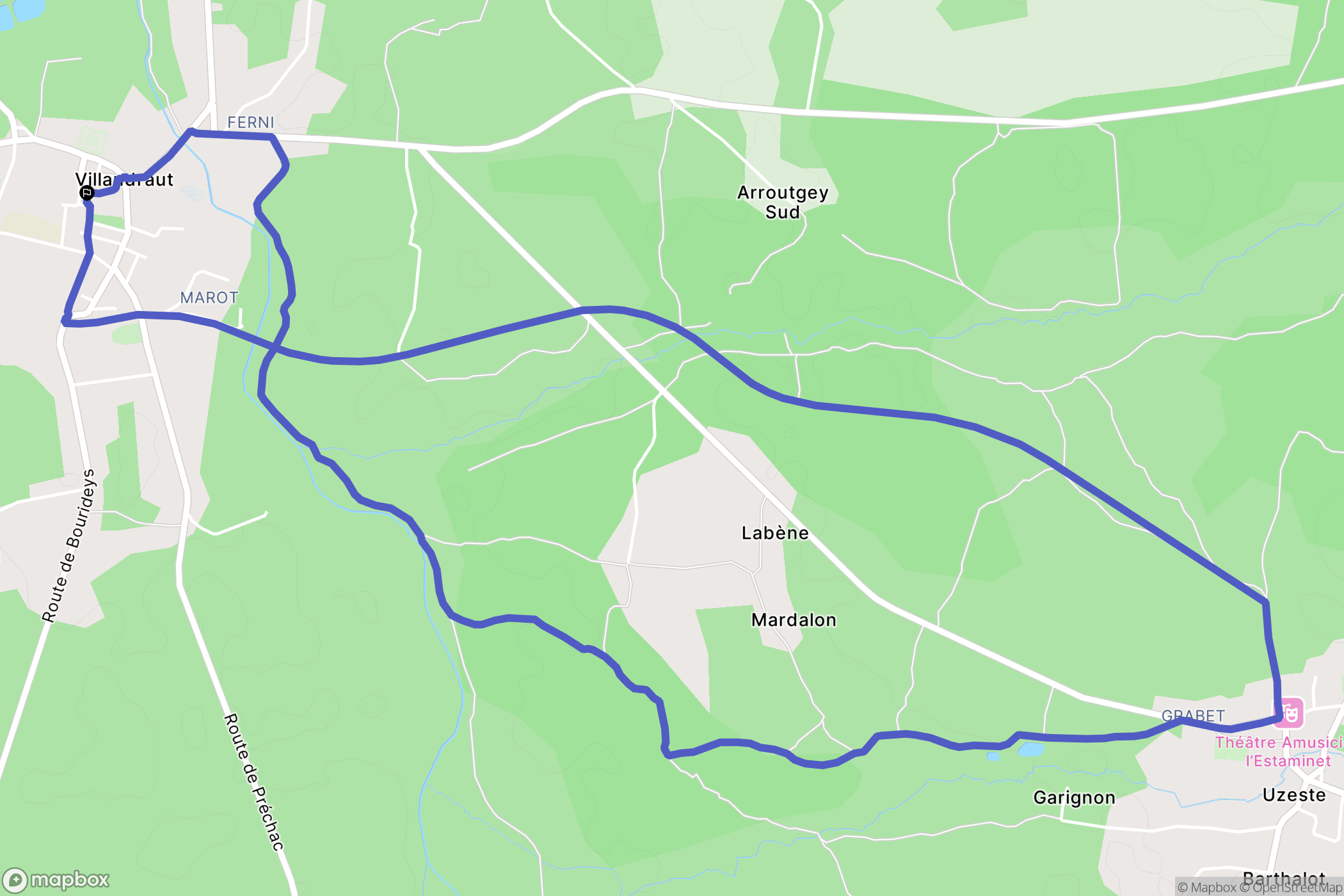 Villandraut : carte du parcours de randonnée - France