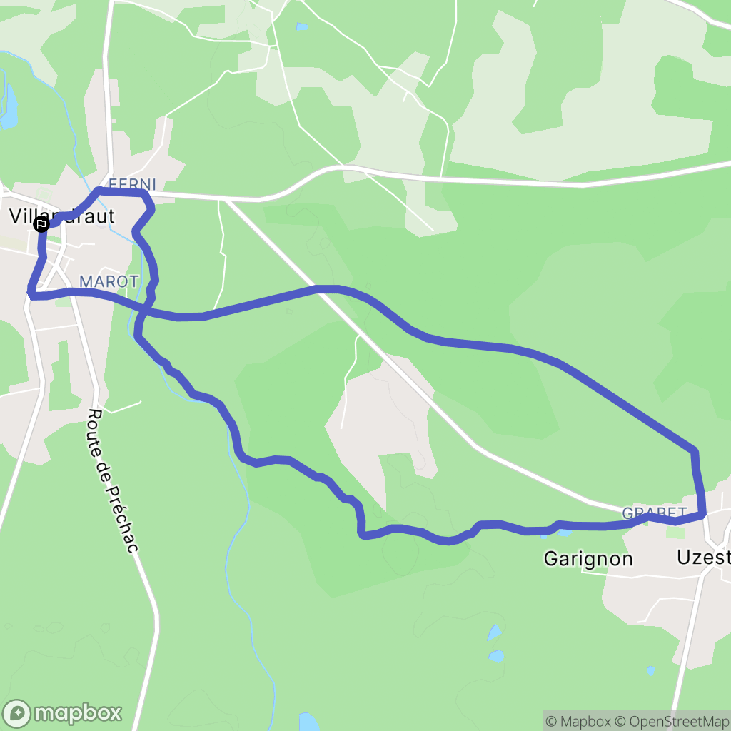Villandraut : carte du parcours de randonnée - France