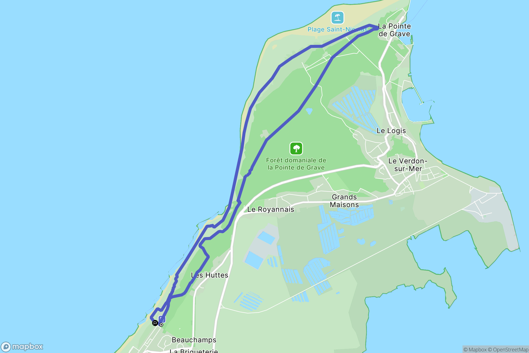 Soulac-sur-Mer : carte du parcours de randonnée - France