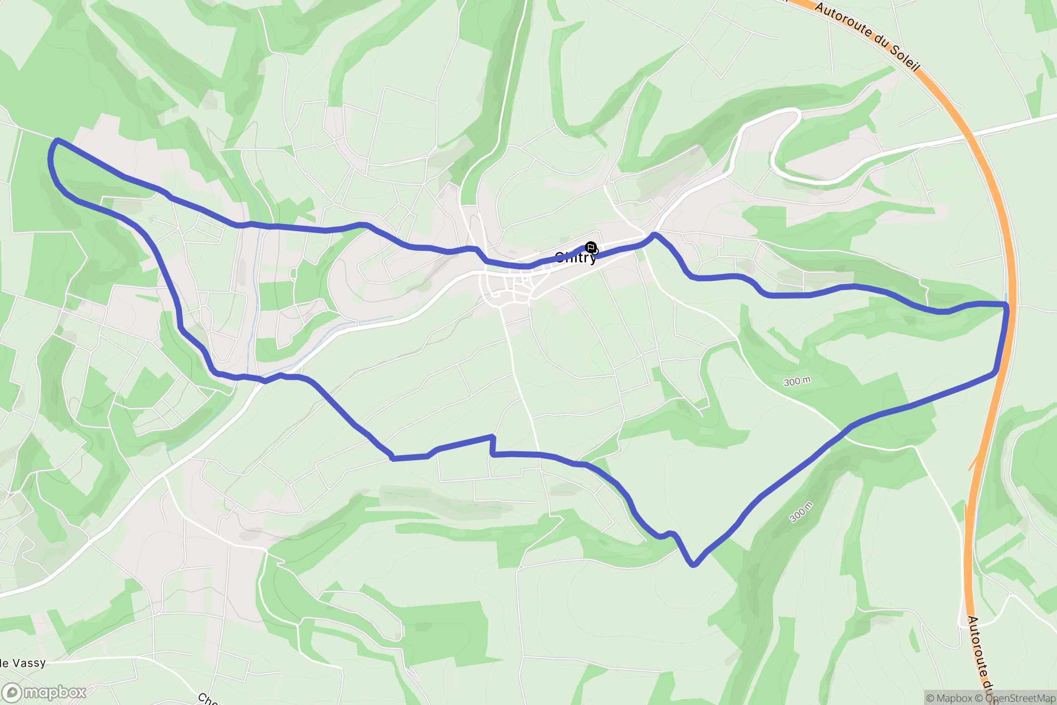 Chitry : carte du parcours de randonnée - France