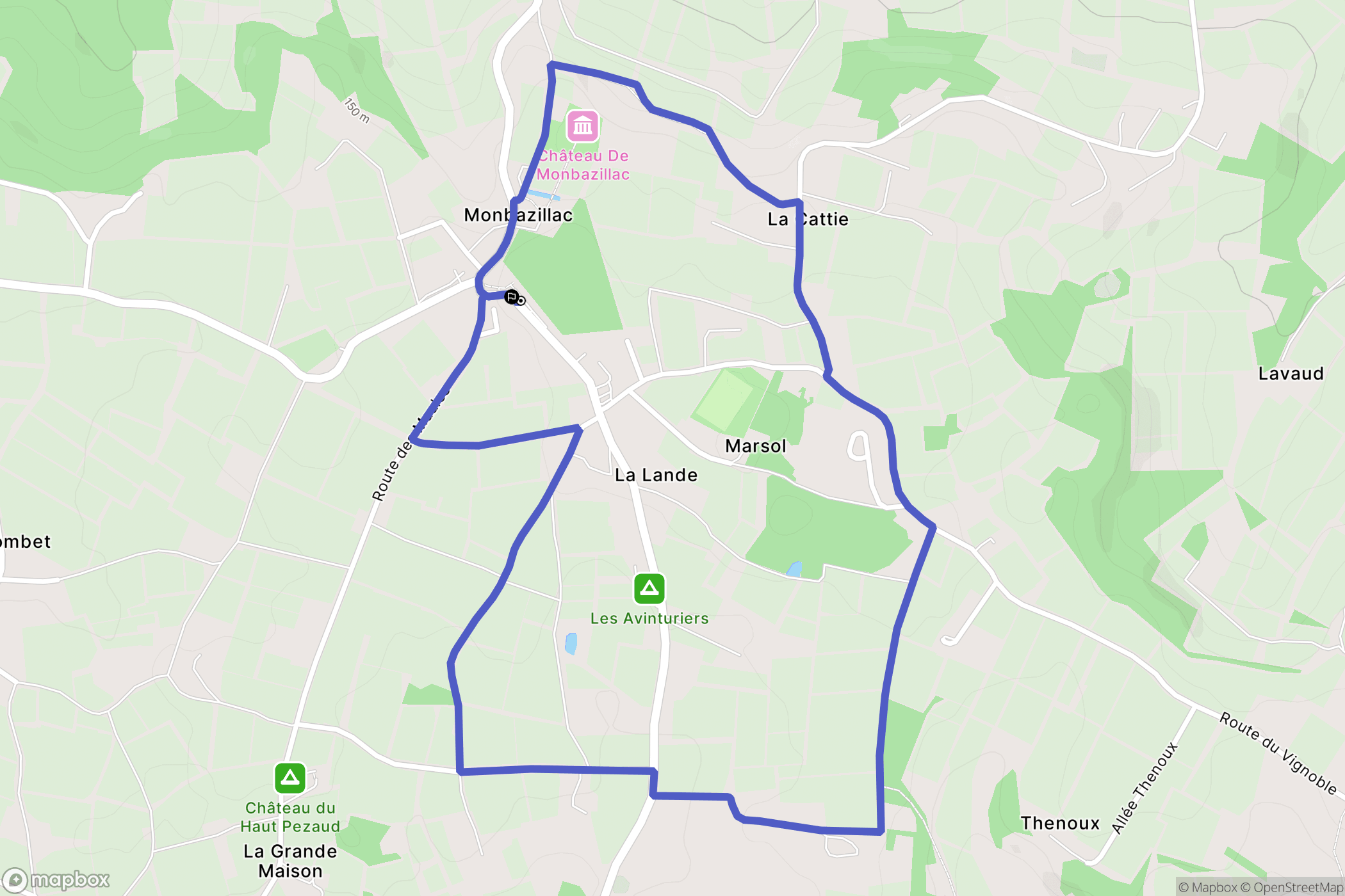 Monbazillac : carte du parcours de randonnée - France