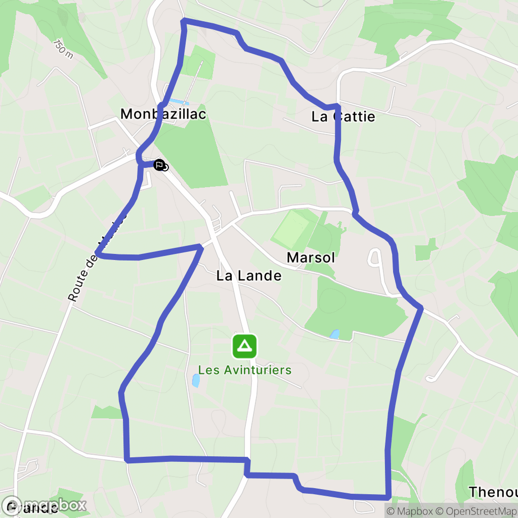 Monbazillac : carte du parcours de randonnée - France