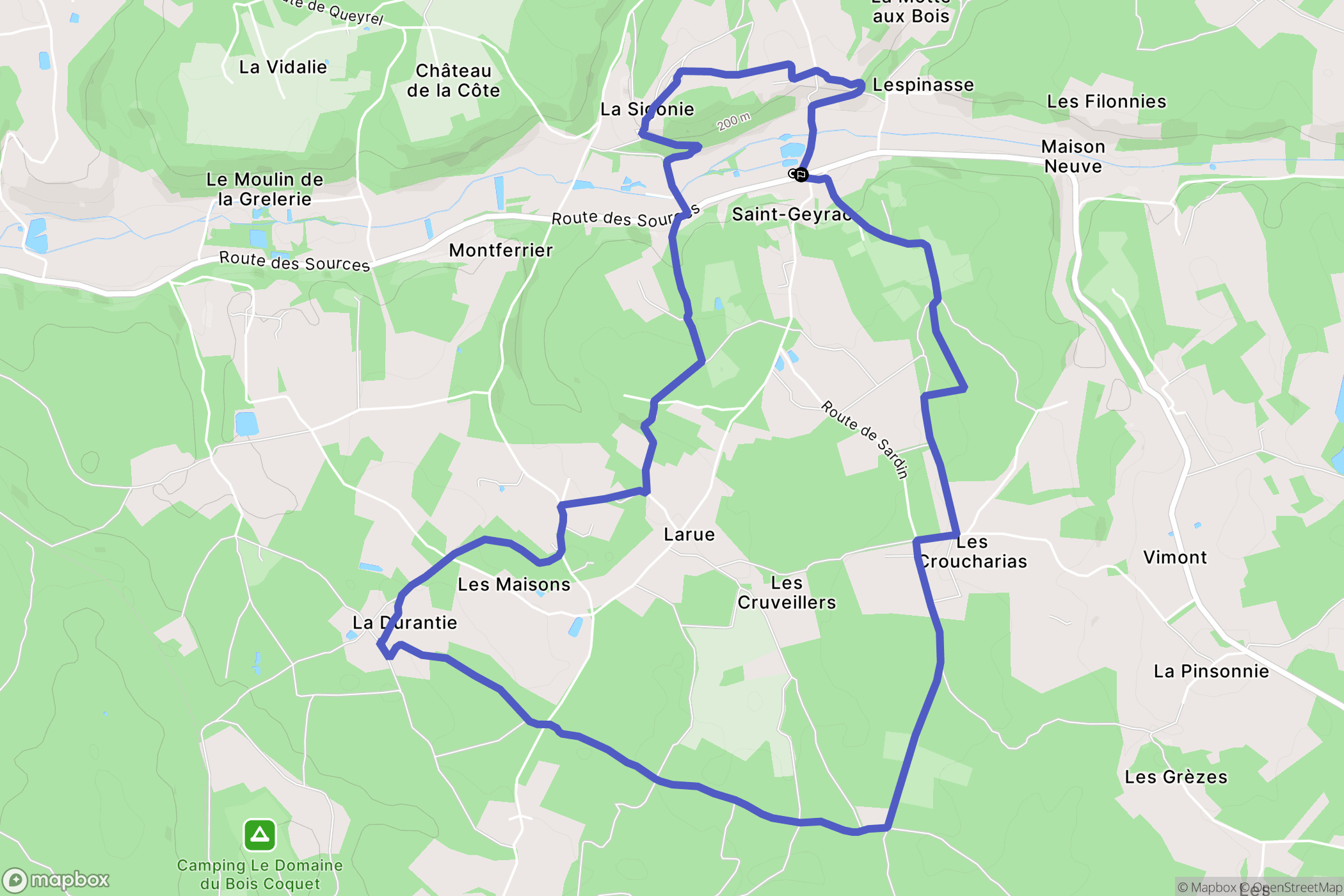 Saint-Geyrac : carte du parcours de randonnée - France