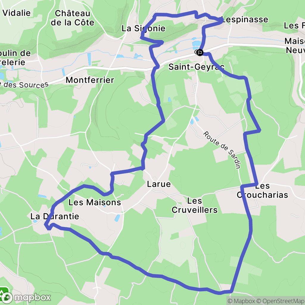 Saint-Geyrac : carte du parcours de randonnée - France