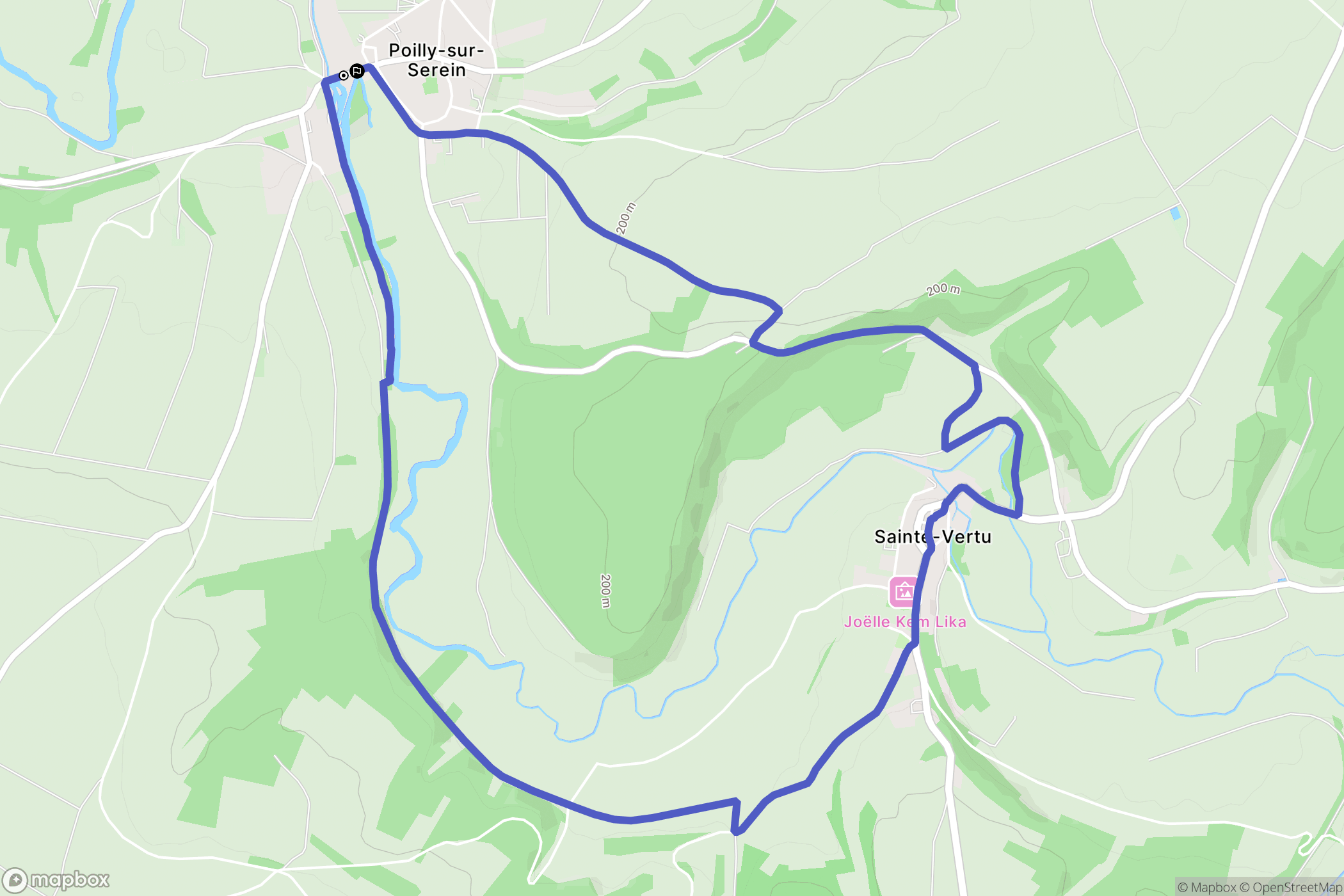 Poilly-sur-Serein : carte du parcours de randonnée - France