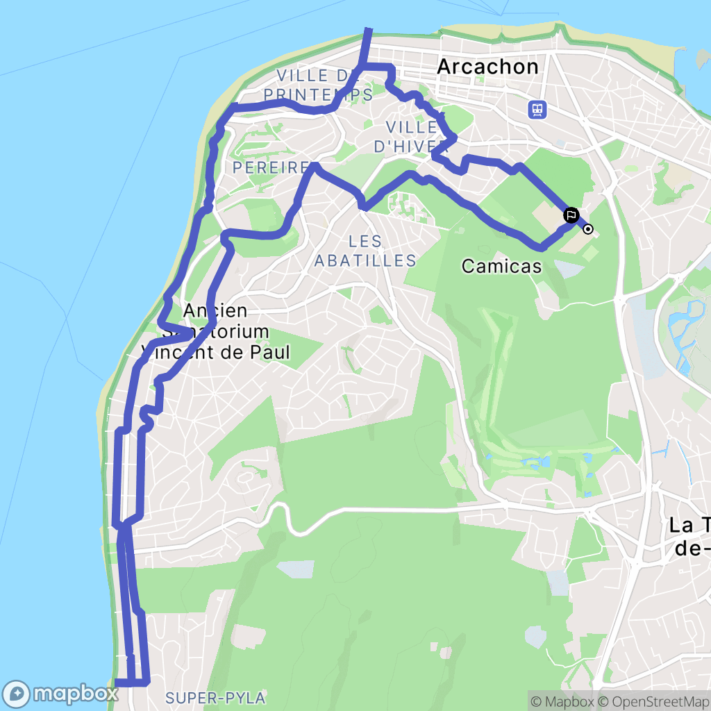 Arcachon : carte du parcours de randonnée - France