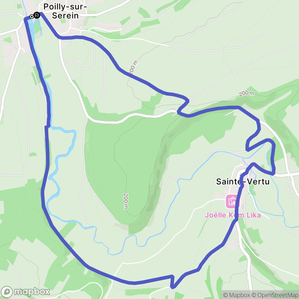Poilly-sur-Serein : carte du parcours de randonnée - France