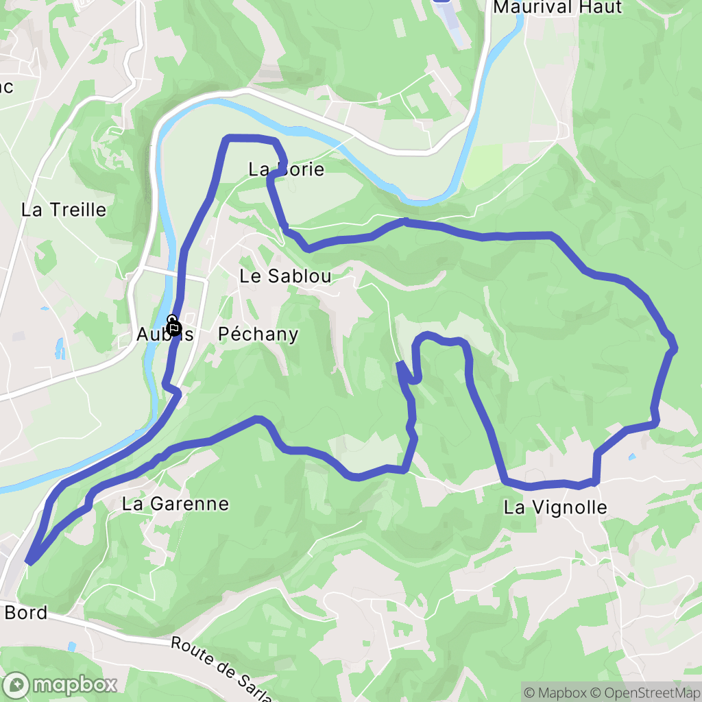 Aubas : carte du parcours de randonnée - France