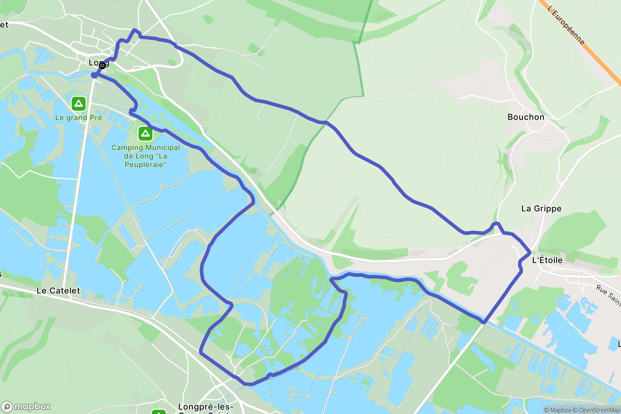 Long : carte du parcours de randonnée - France