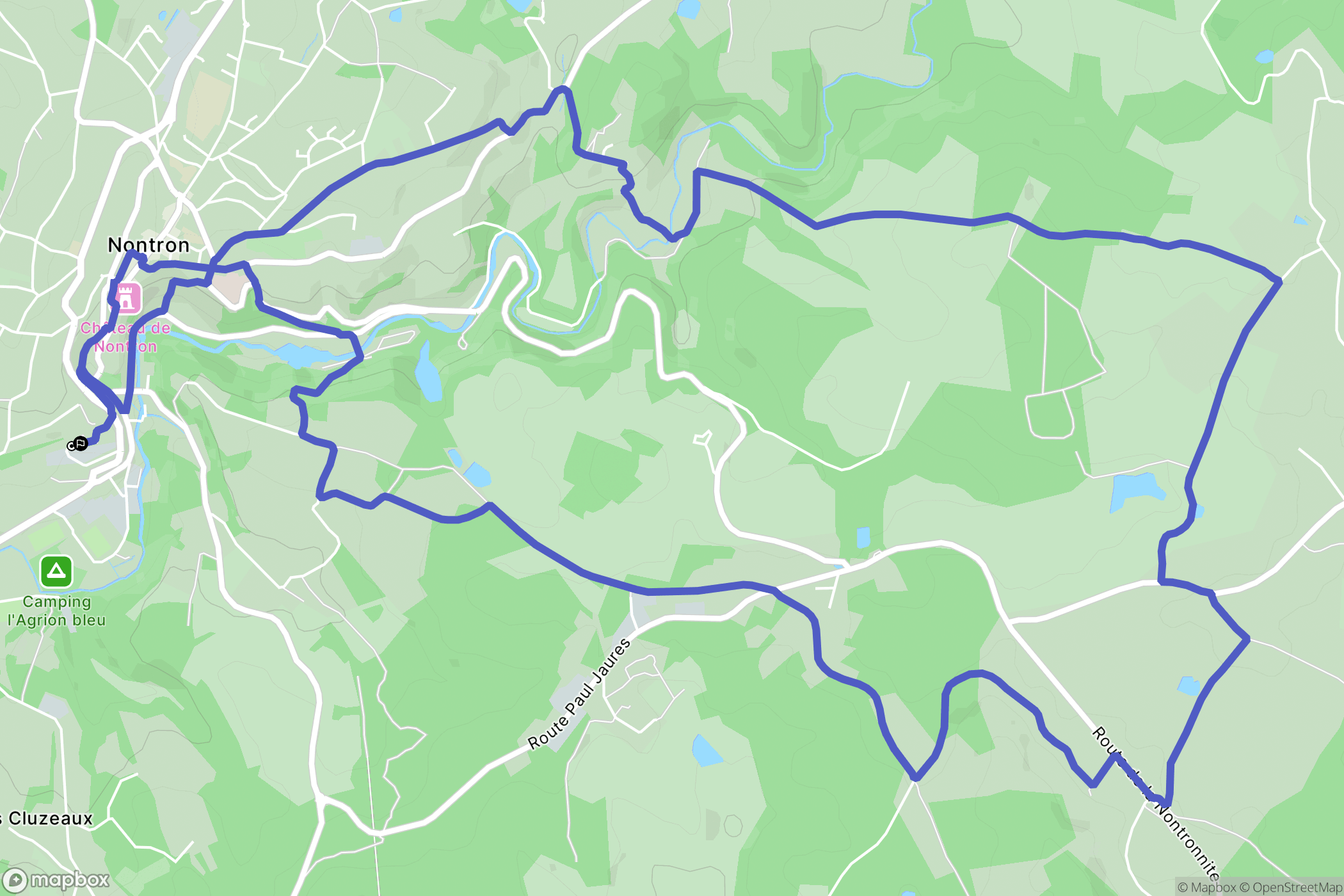 Nontron : carte du parcours de randonnée - France