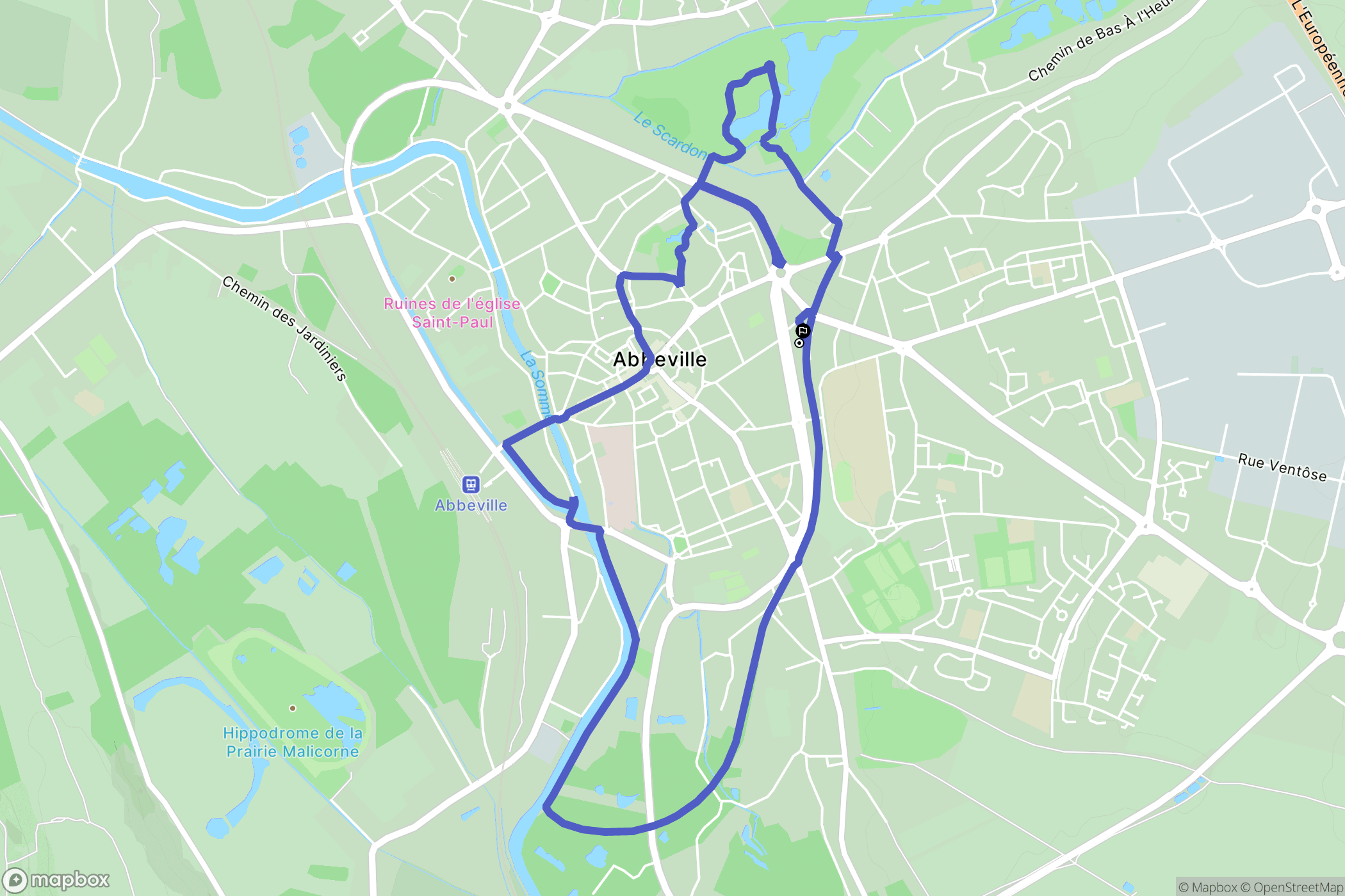 Abbeville : carte du parcours de randonnée - France