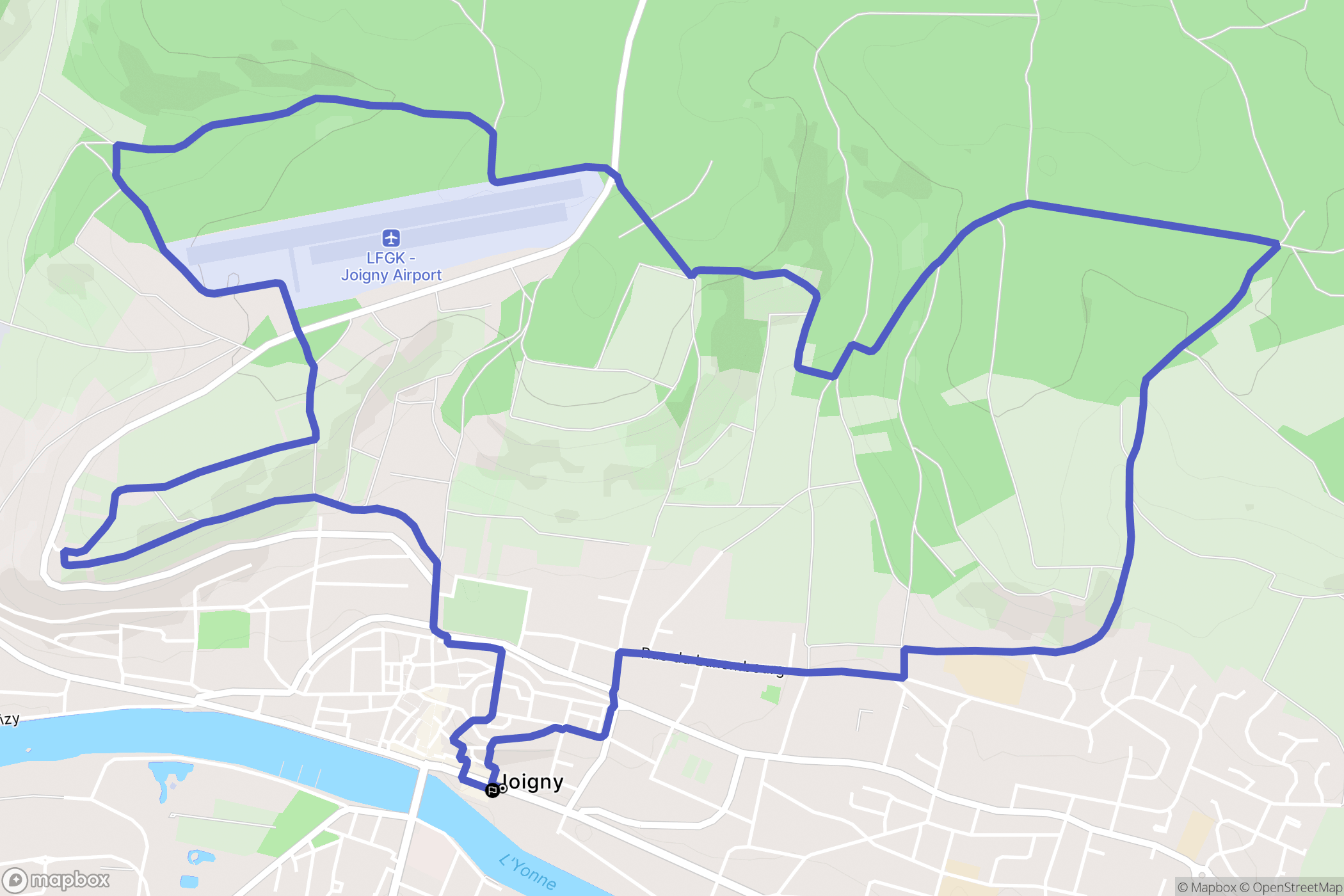 Joigny : carte du parcours de randonnée - France