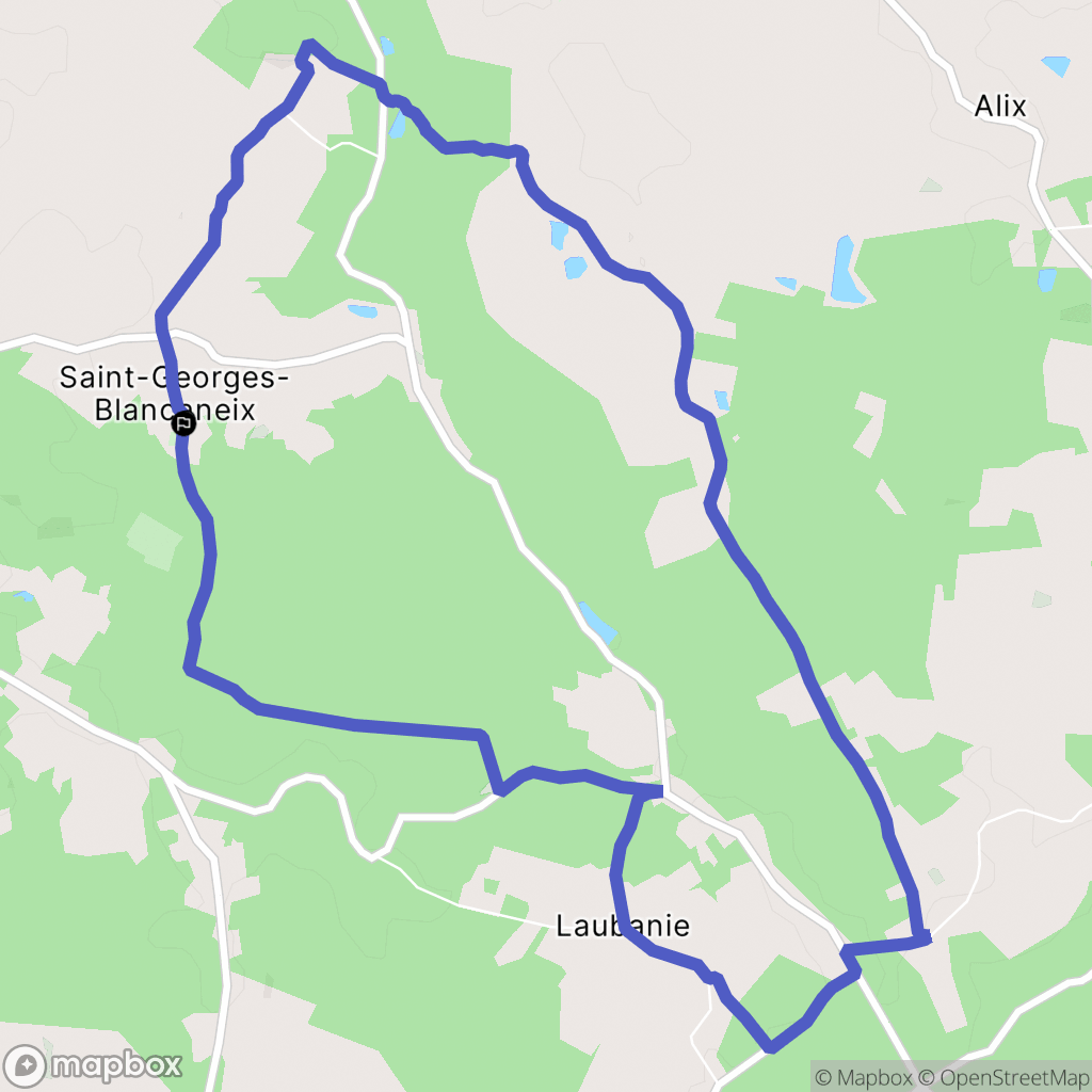 Saint-Georges-Blancaneix : carte du parcours de randonnée - France