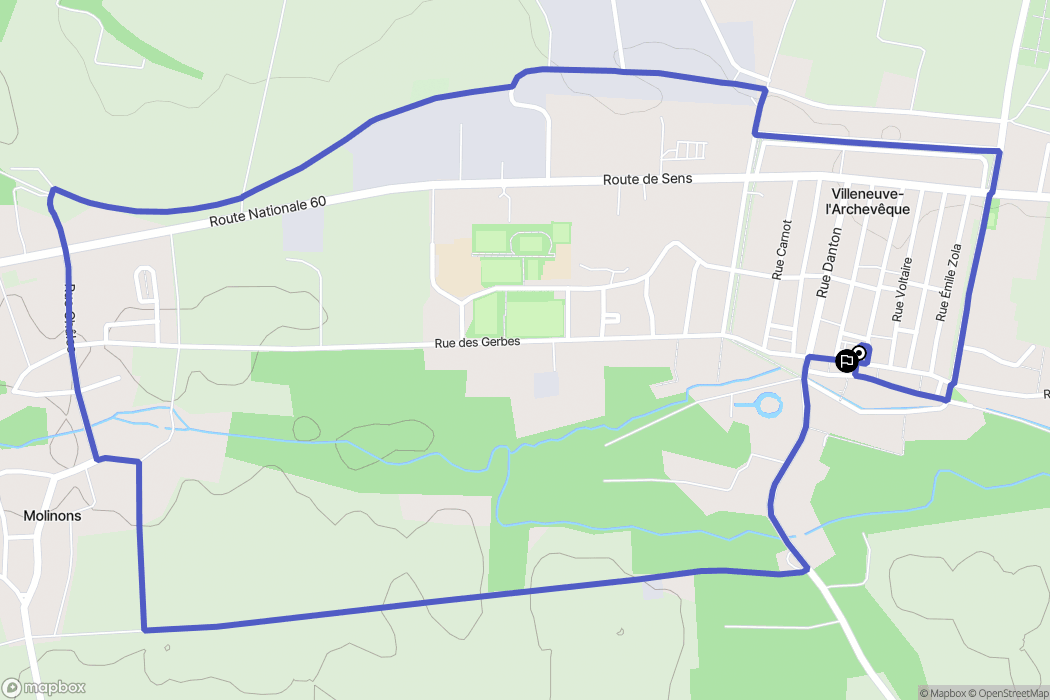 Villeneuve-l'Archevêque : carte du parcours de randonnée - France