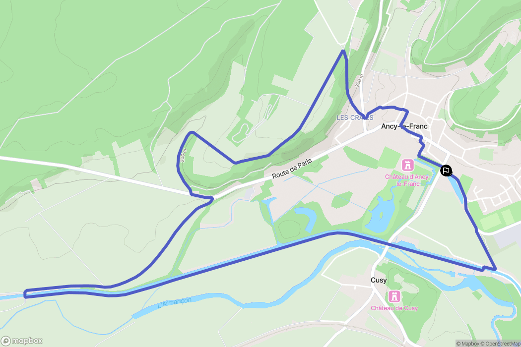 Ancy-le-Franc : carte du parcours de randonnée - France