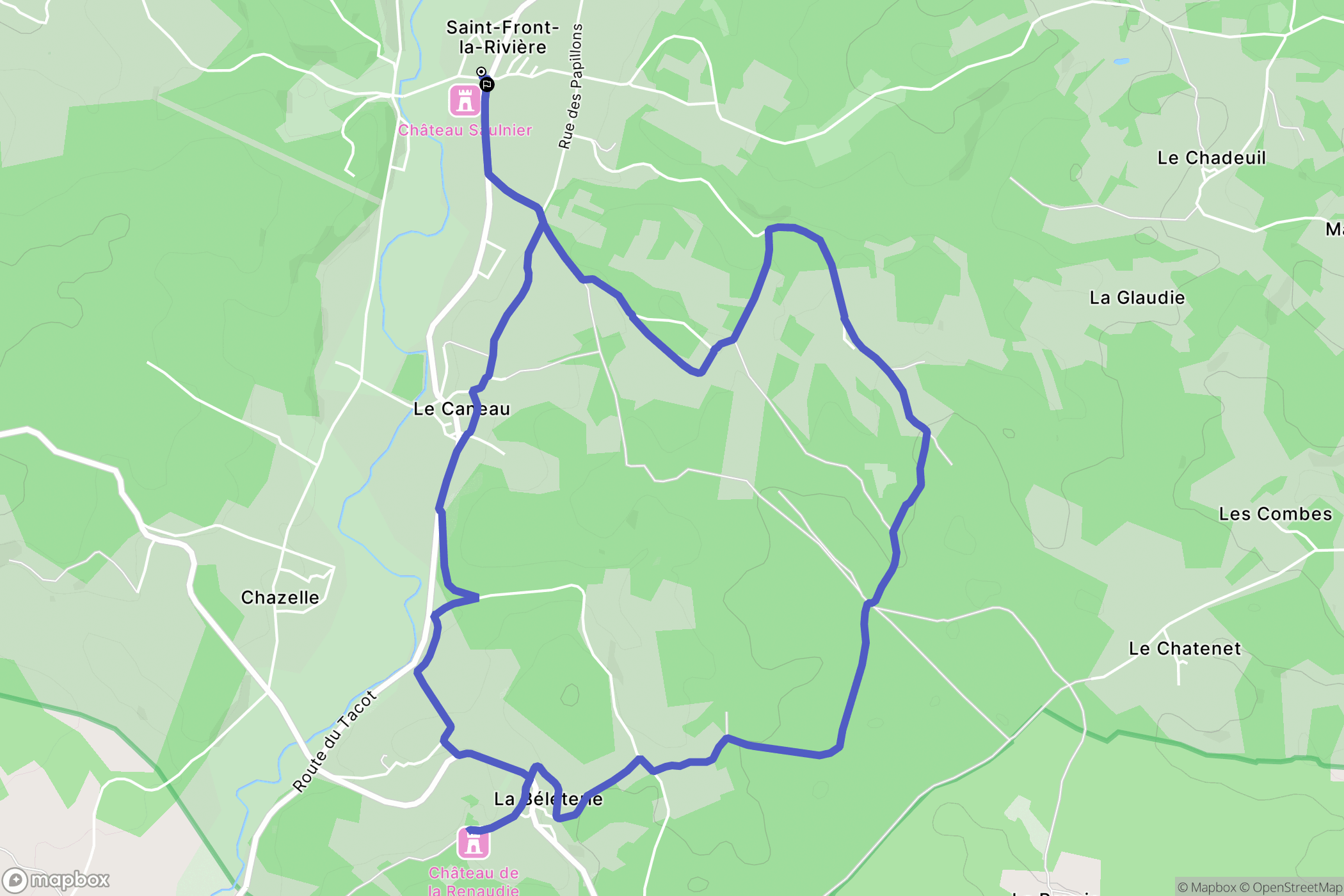 Saint-Front-la-Rivière : carte du parcours de randonnée - France