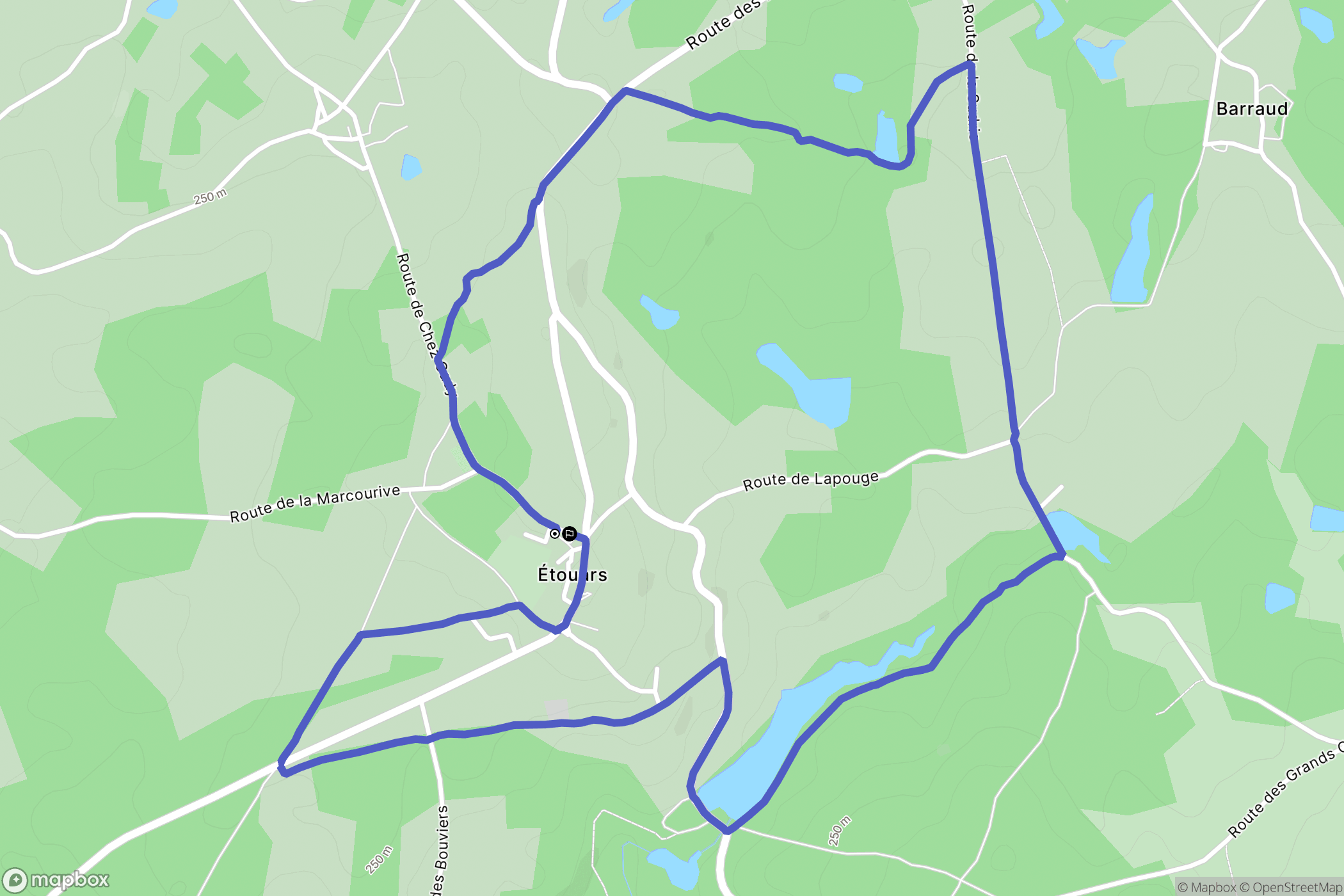 Étouars : carte du parcours de randonnée - France