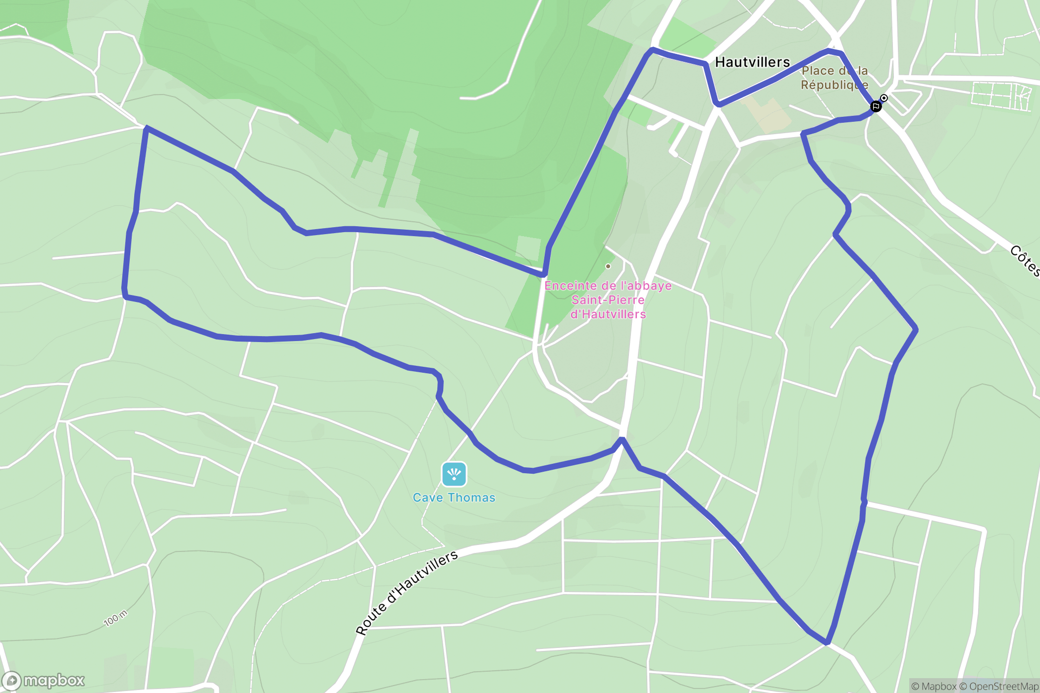 Hautvillers : carte du parcours de randonnée - France