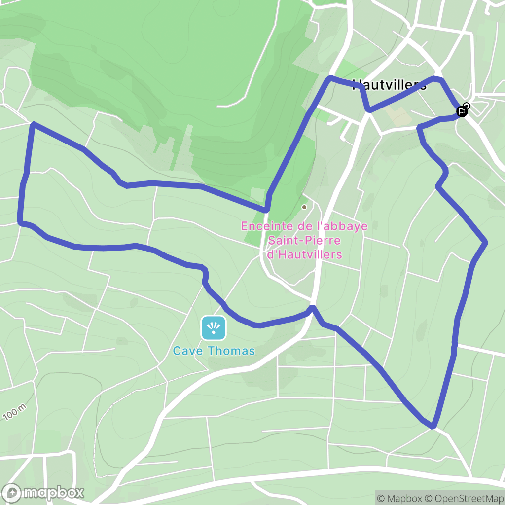 Hautvillers : carte du parcours de randonnée - France