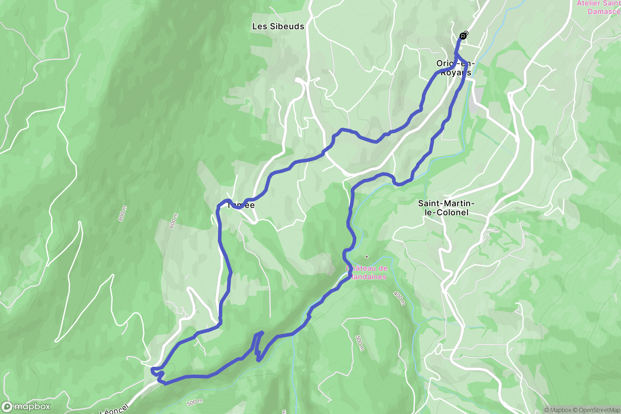 Oriol-en-Royans : carte du parcours de randonnée - France